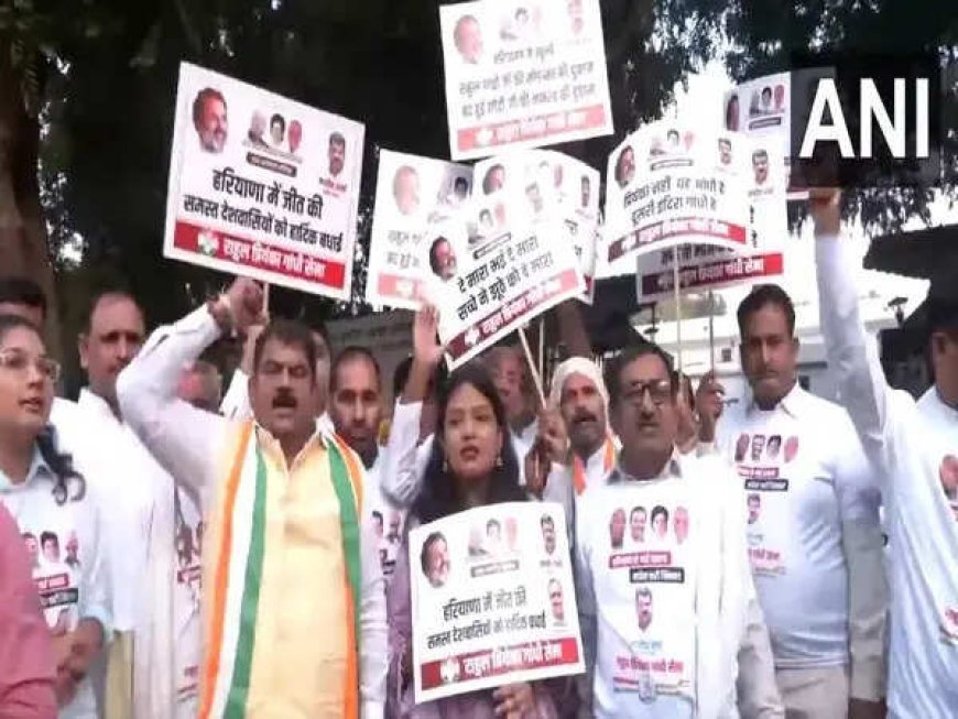 Counting Day: Congress workers begin early celebration, exude confidence in victory in JK, Haryana polls