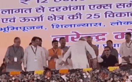 Watch: PM Modi's unexpected gesture as Nitish Kumar bows down to touch his feet