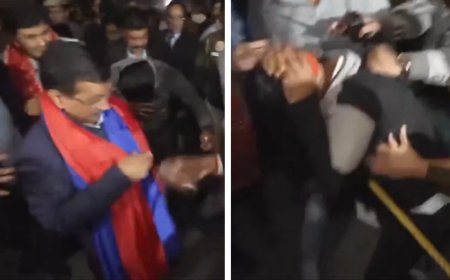 Video: Man throws liquid on former CM Arvind Kejriwal in Delhi, held by security