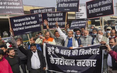 Delhi BJP holds protests against AAP government over issues faced by residents of slum areas