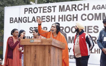 Protest march at Bangladesh Embassy against atrocities on Hindus in Bangladesh