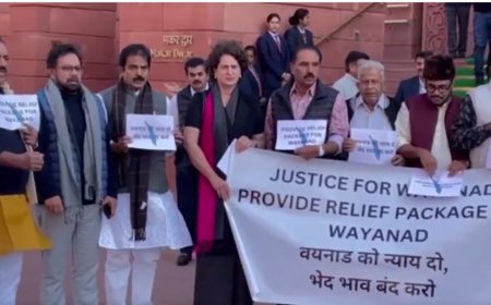 'Stop discrimination to Kerala': Priyanka Gandhi leads opposition protest outside Parliament demanding aid for landslide-hit Wayanad