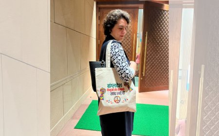 After Palestine row, Priyanka Gandhi carries 'stand with Bangladesh minorities' bag to Parliament