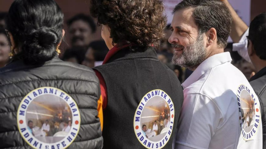 Watch: Rahul Gandhi joins opposition protest in Parliament, sports 'Modi Adani ek hai' t-shirt