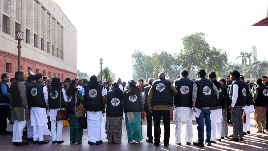 'Modi-Adani' badges trigger Speaker warning