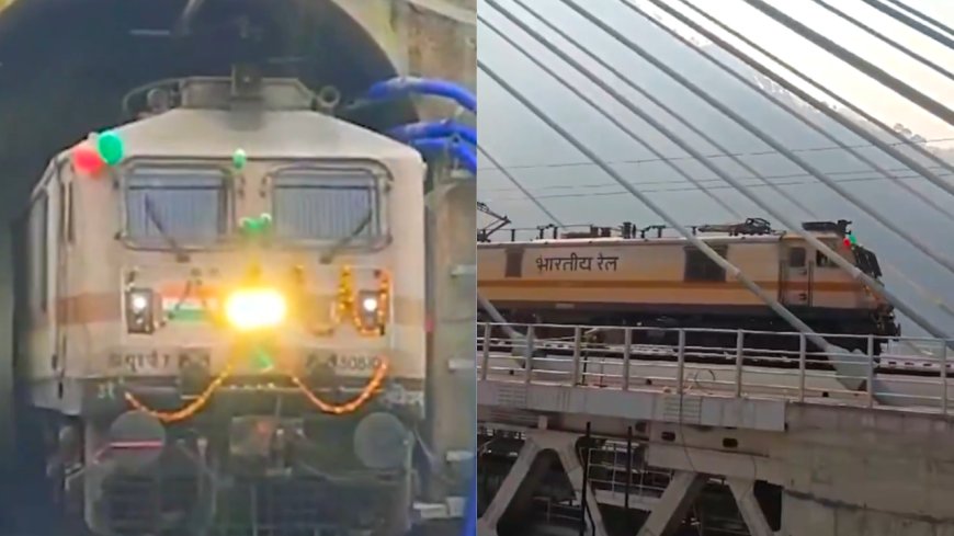 Watch: Railways conducts trial run of electric engine on India's first cable-stayed rail bridge in J&K