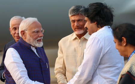 PM Modi holds roadshow with CM Chandrababu Naidu and Pawan Kalyan in Vizag, to launch development projects for Andhra Pradesh