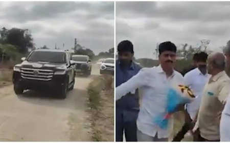 Watch: Telangana CM Revanth Reddy’s brother sparks row with police convoy, parade at school event