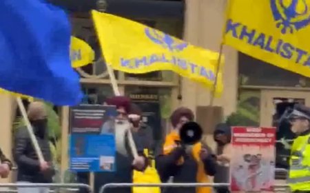 Indians in London counter pro-Khalistan protest with 'Bharat Mata Ki Jai' outside high commission