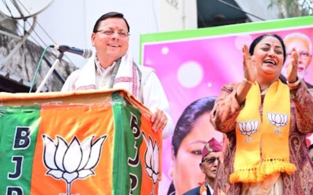 Uttarakhand CM Dhami held multiple roadshows in different constituencies on the last day of election campaigning in Delhi