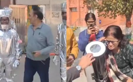 Delhi polls: 'Astronauts' assist voters at this unique polling booth, watch video