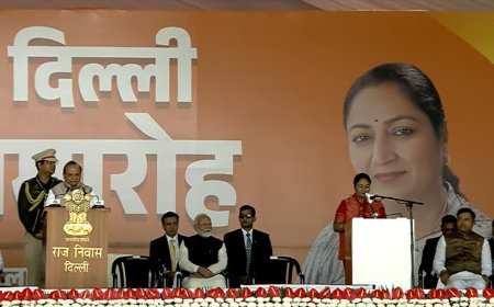 Rekha Gupta takes oath as Delhi CM in presence of PM Modi, top NDA leaders