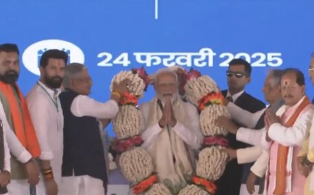 Watch: PM Modi gets felicitated with Makhana garland in Bhagalpur