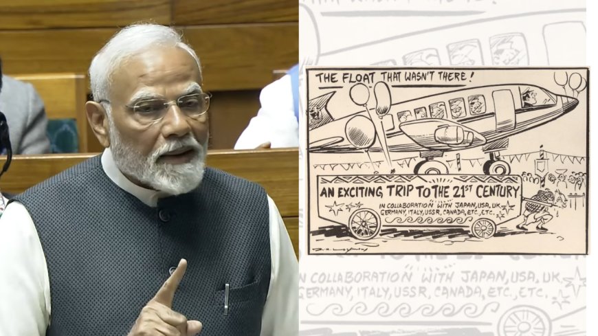 'A plane on a cart': PM Modi cites RK Laxman's cartoon in TOI to take dig at Rajiv Gandhi