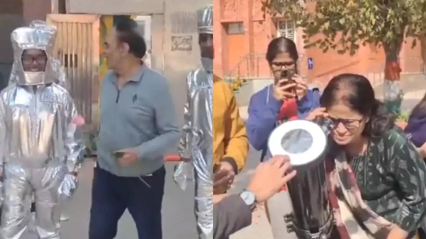 Delhi polls: 'Astronauts' assist voters at this unique polling booth, watch video