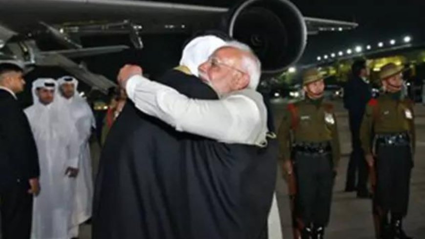 In rare honour, PM Modi receives Amir of Qatar at airport