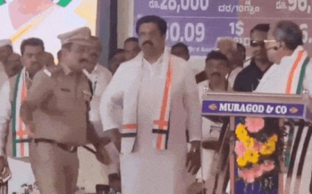CM Siddaramaiah makes slapping gesture at police officer after losing cool over disruption in rally