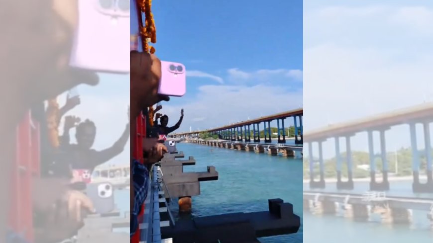 Visuals show first train crossing new Pamban Bridge as PM Modi flags off sea link, train & ship