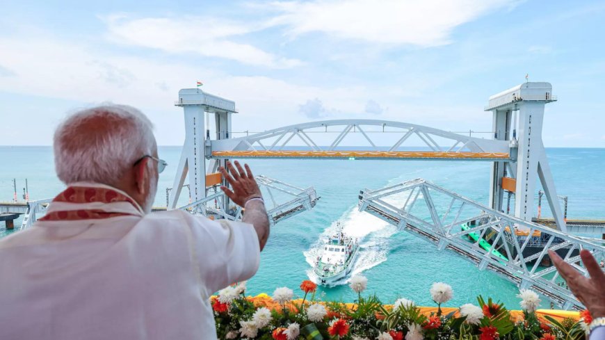 Old Pamban bridge built by man born in Gujarat, 100 years later, new inaugurated by another from state: PM Modi