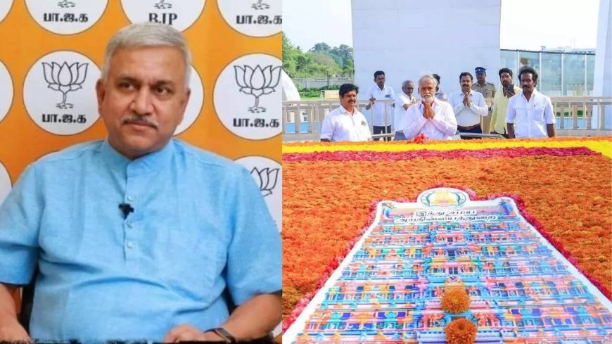 'Height of arrogance': BJP slams DMK for placing temple 'gopuram' on Karunanidhi memorial