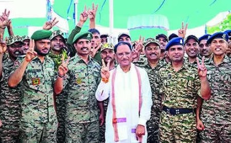 Chhattisgarh CM celebrates success with jawans, locals