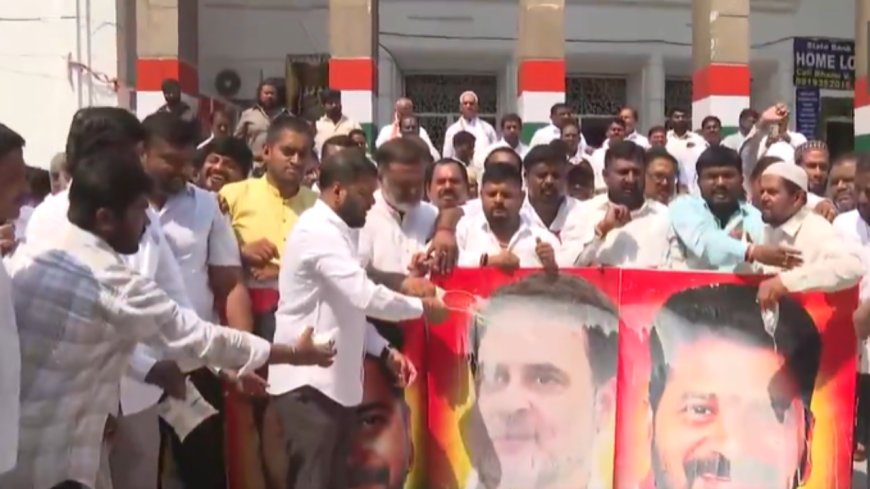 Watch: Congress workers pour milk on Rahul Gandhi’s poster to celebrate caste census push