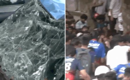 RCB celebrations turn chaotic: Fans climb over car, crush vehicle - Video