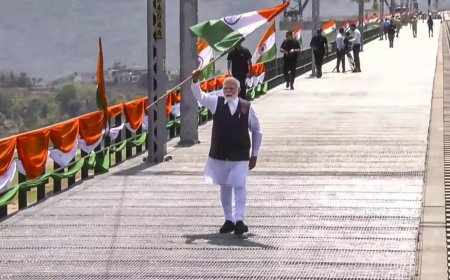 Watch: PM Modi waves national flag atop Chenab Bridge; inaugurates world’s highest rail arch