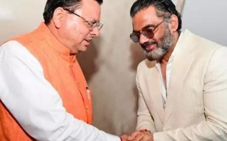 Suniel Shetty meets Uttarakhand CM Pushkar Singh Dhami in Dehradun