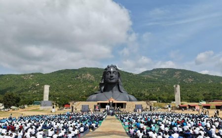 Tamil Nadu: Defence personnel perform Yoga in front of Adiyogi at Coimbatore's Isha Yoga centre