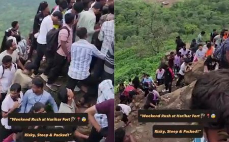 ‘Fall to death’:  Video of Harihar fort over-congested with tourists goes viral; netizens warn of ‘suicide trap’