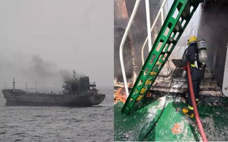 Major fire breaks out in Oman-bound vessel: INS Tabar answers distress call; crew rescued