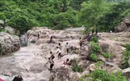 Viral video: 6 women slip near edge of Bihar waterfall, rescued in nick of time