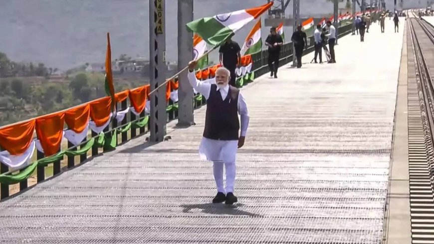 Watch: PM Modi waves national flag atop Chenab Bridge; inaugurates world’s highest rail arch