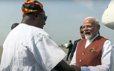 Five-nation tour: Modi becomes first PM to visit Ghana after 30 years; receives warm welcome from President Mahama at airport