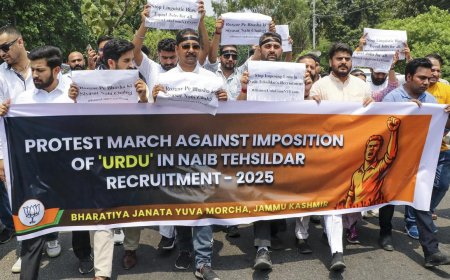 BJP MLAs protest in Jammu over compulsory Urdu for naib tehsildar posts, demand rollback