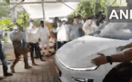 Watch: Maharashtra deputy CM Eknath Shinde rides Tesla outside Vidhan Sabha; calls it big deal for state