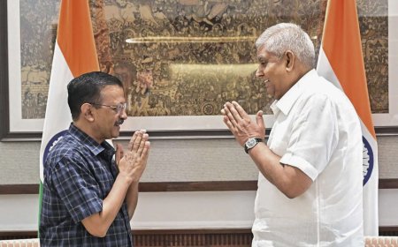 Kejriwal meets Vice President Dhankhar, enquires about his health; visits Hemant Soren to check on ailing Shibu Soren
