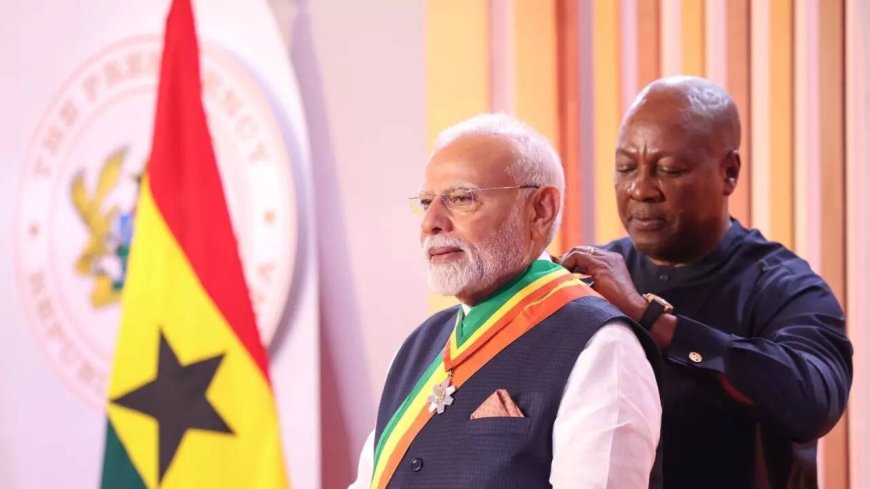 PM in Ghana: Modi conferred with highest state honour 'The Officer of the Order of the Star of Ghana'; BJP lauds his 24 global awards
