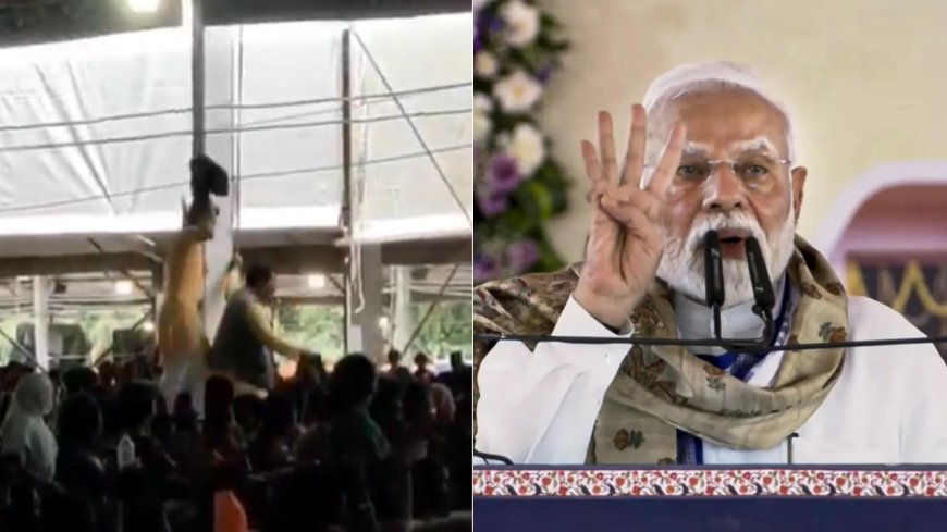 Bihar rally: Men waive black flags at PM Modi during speech; three detained
