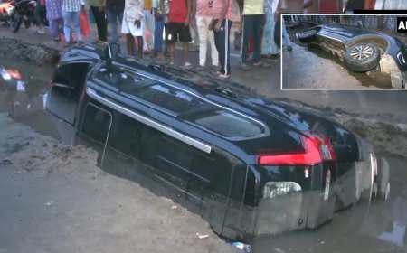 Patna potholes: Car sinks into waterlogged crater; owner calls it 'conspiracy to defame government'