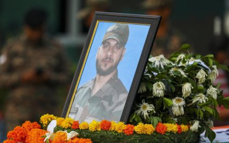 Tributes paid to fallen soldier; operation on to track down terrorists in J&K forest