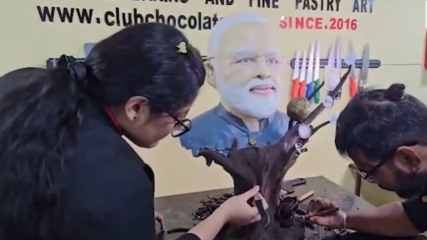Odisha students wanted to do 'something new', create 1st chocolate sculpture of PM Modi - video