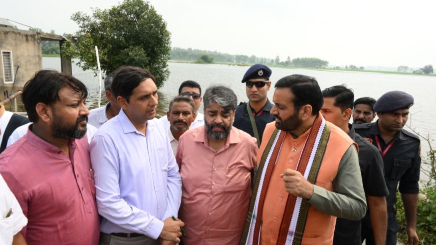 CM Nayab Singh Saini reviews waterlogging situation in Ambala’s Naggal region, assures relief to farmers