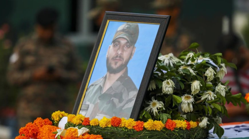 Tributes paid to fallen soldier; operation on to track down terrorists in J&K forest