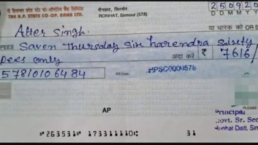 'Saven harendra': Himachal school principal's cheque goes viral; netizens react