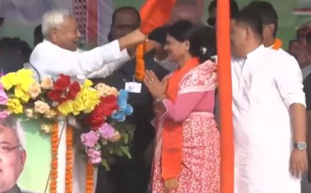 ‘Gazab aadmi hai’: Nitish Kumar’s awkward garland moment goes viral; Tejashwi renews 'health' attack