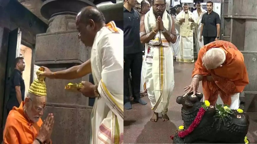 Modi in Andhra: PM dons veshti, offers prayers at Srisailam Temple; to inaugurate key projects