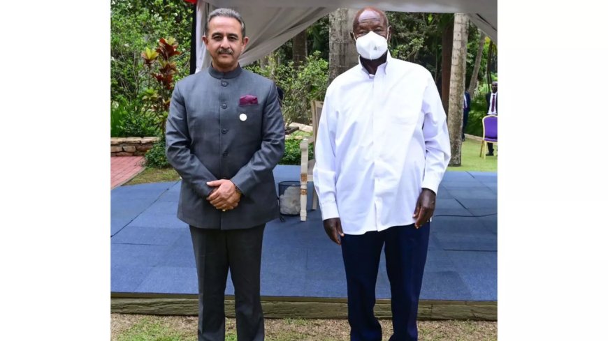 Mos MEA Kirti Vardhan Singh meets Uganda President Museveni, conveys PM Modi's greetings