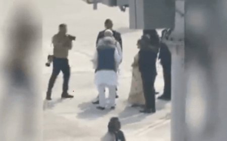 Watch: Nitish tries to touch Modi's feet at Patna airport; this is how PM reacts